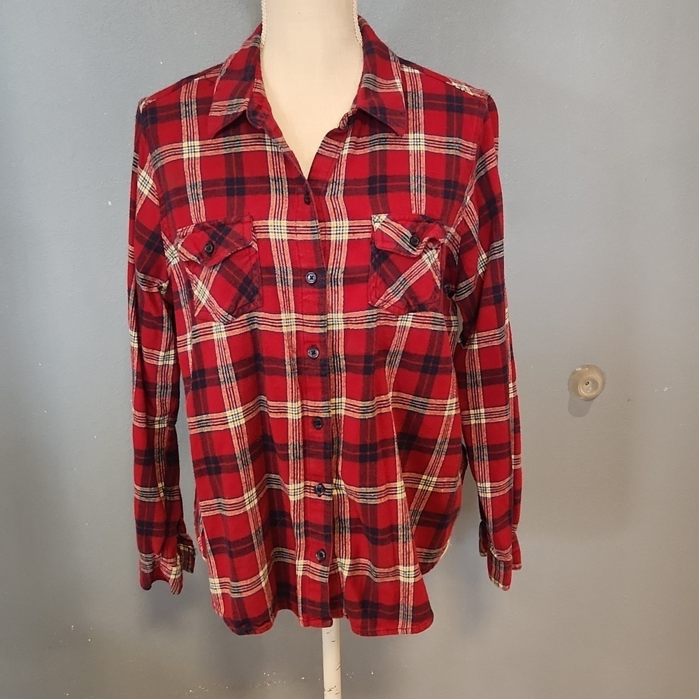 Mossimo Supply Co Plaid Flannel 100% Cotton Long Sleeve Button Down Shirt